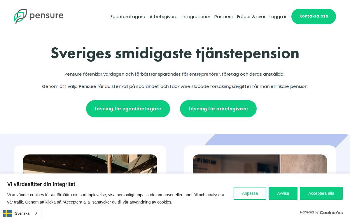 Pensure website preview