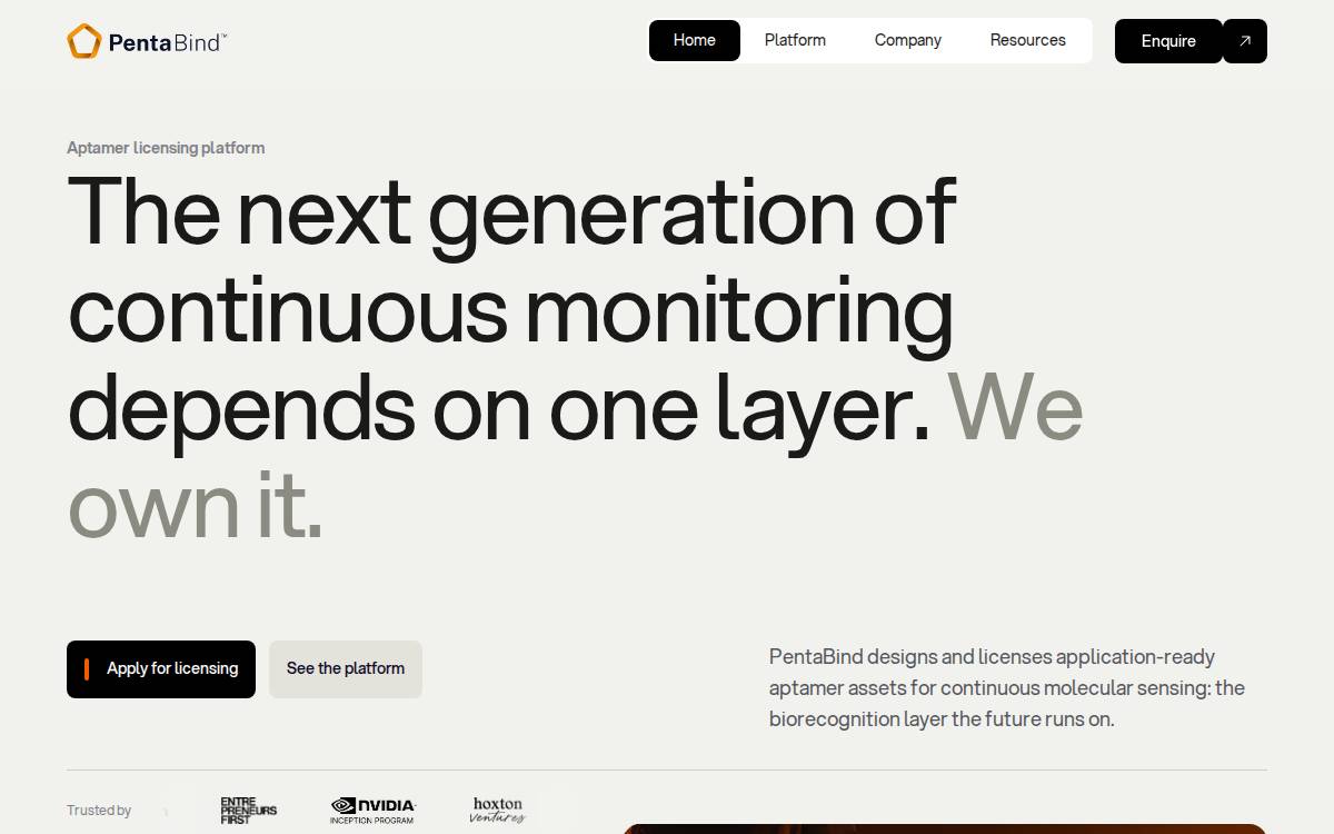 Pentabind website preview