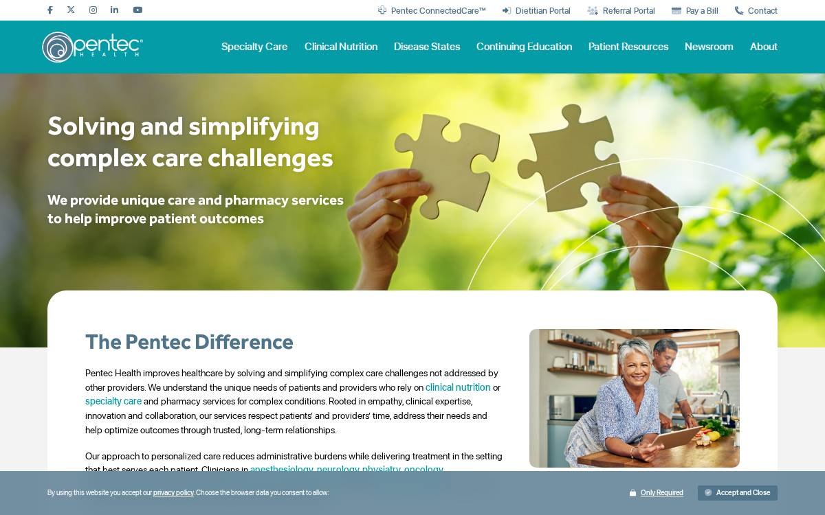 Pentec Health website preview