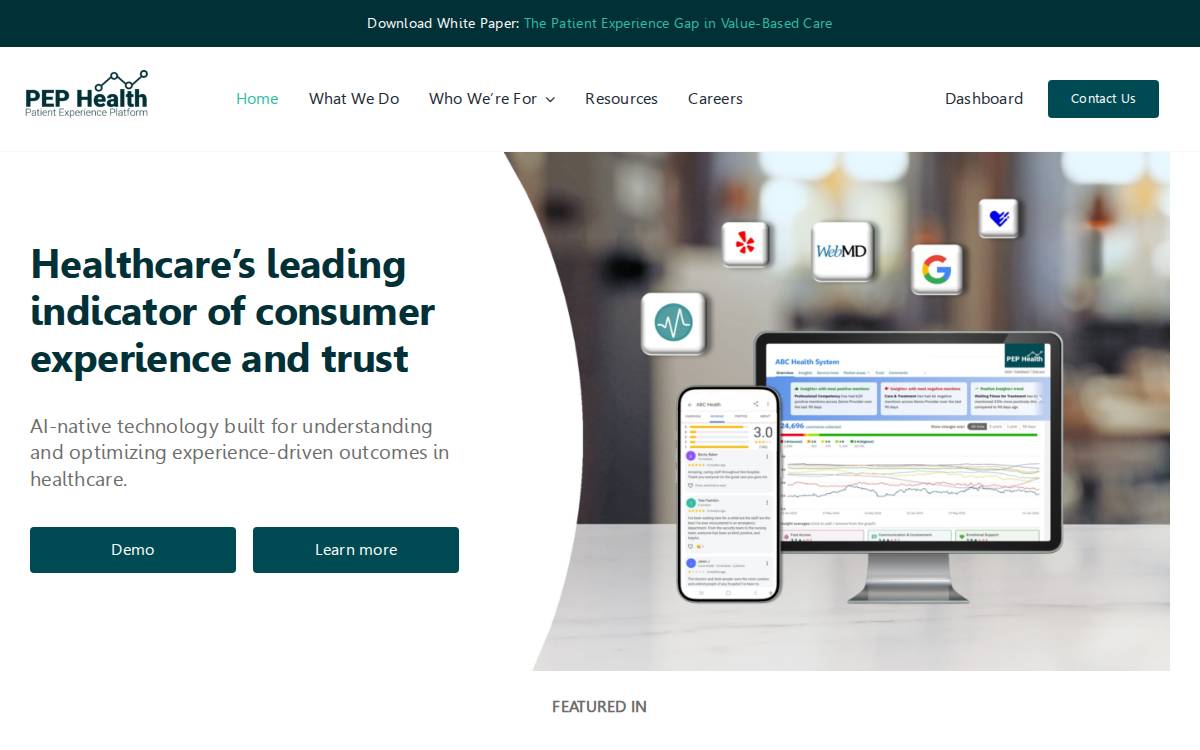 Pep Health website preview