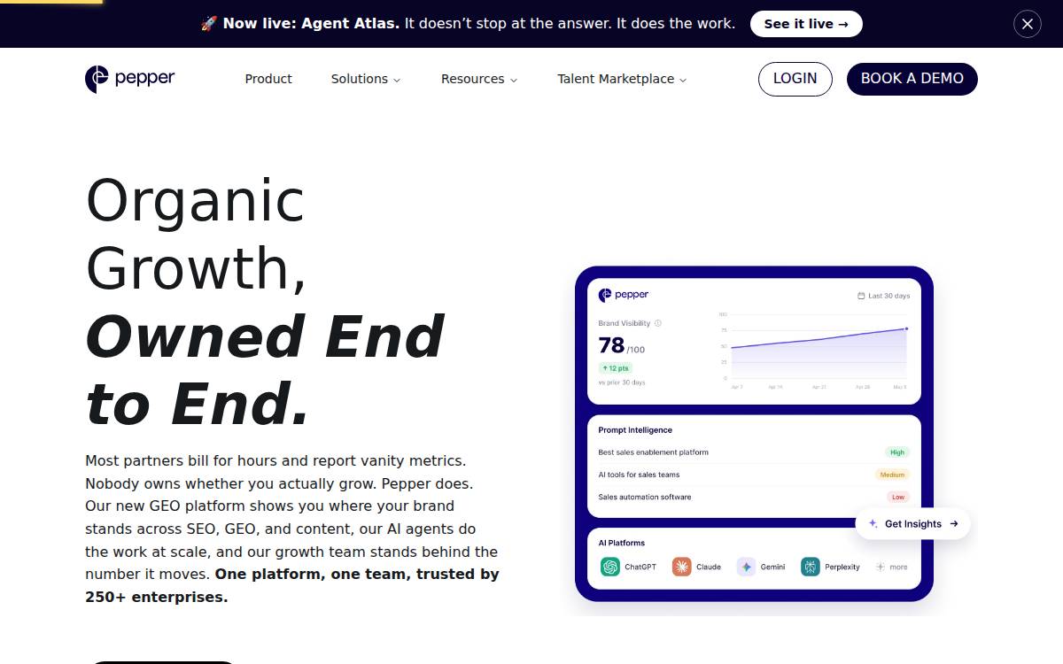 Pepper Content website preview