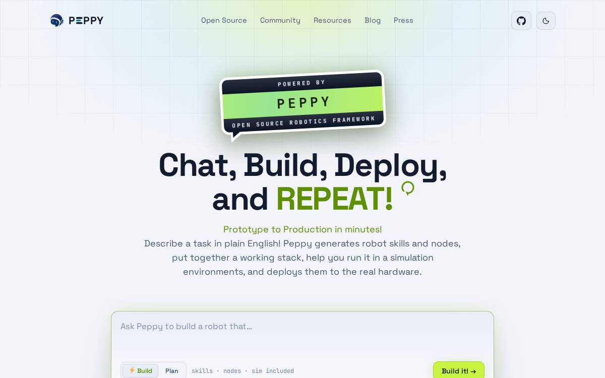 Peppy website preview