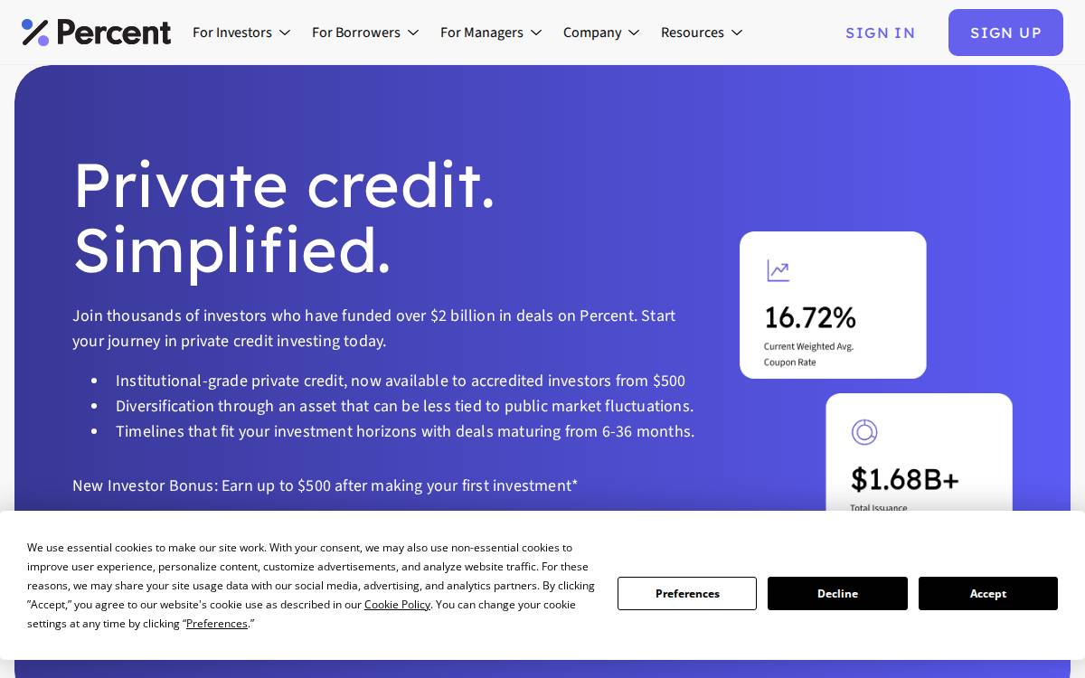 Percent website preview