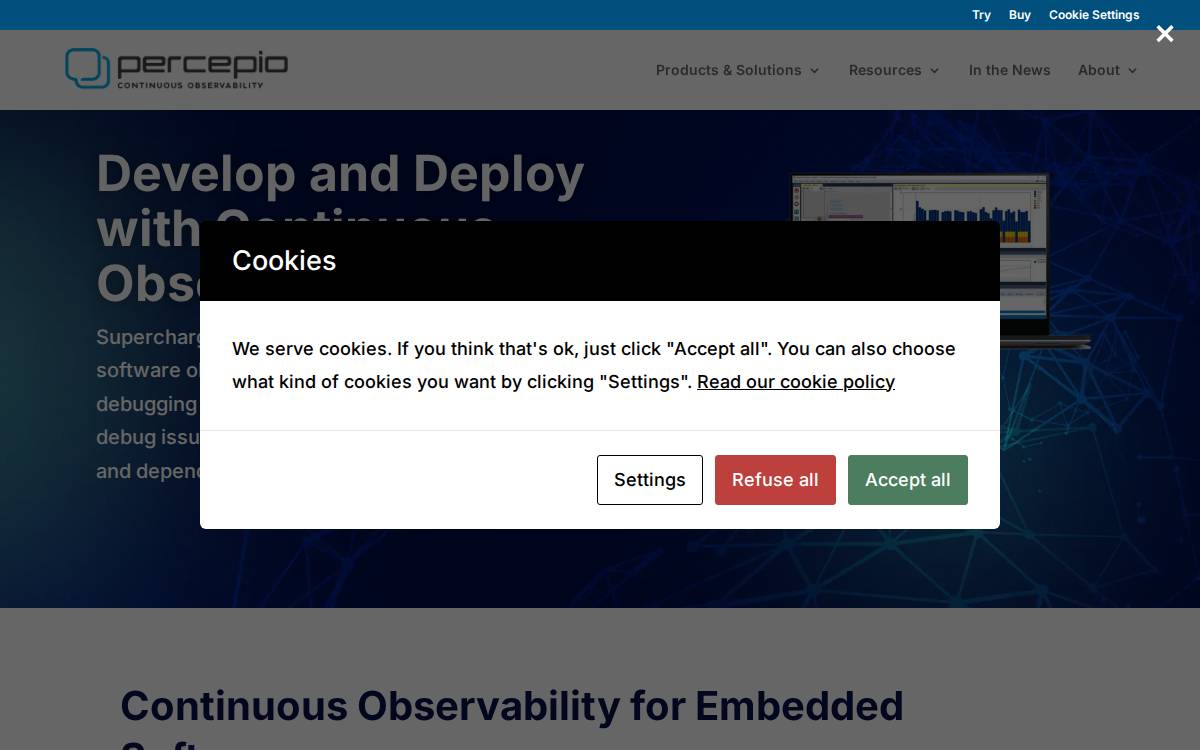 Percepio website preview