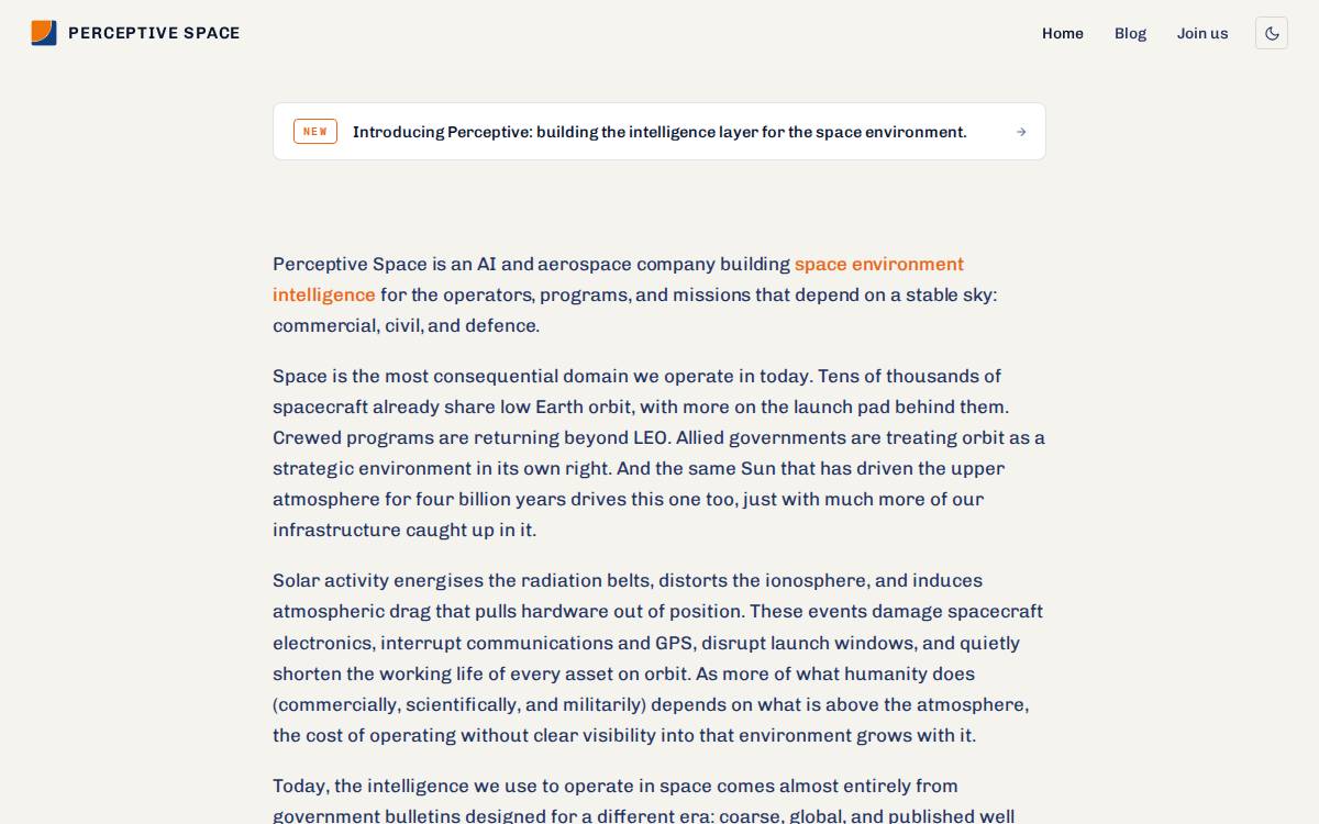 Perceptive Space website preview
