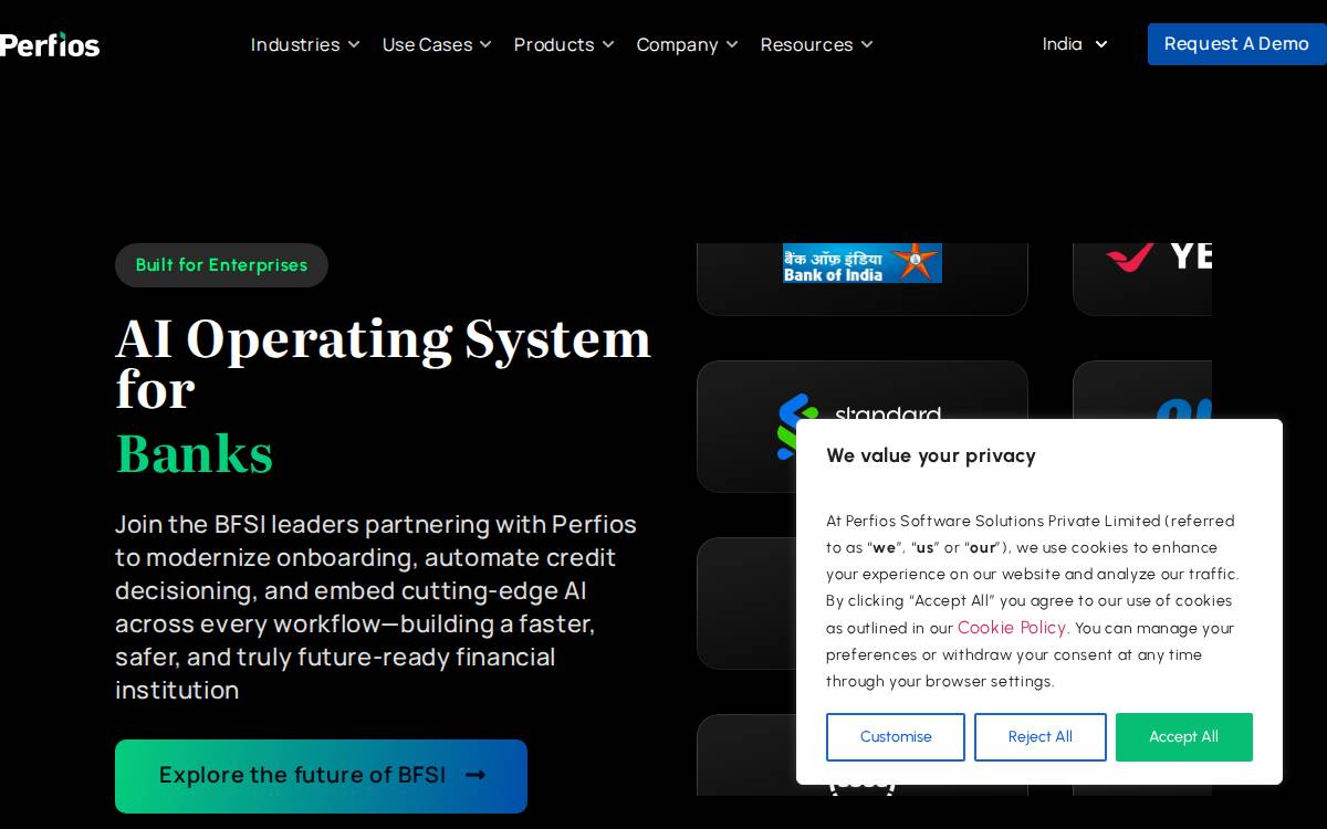 Perfios Software Solutions website preview