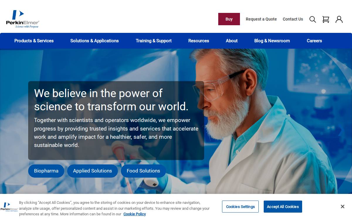 Perkinelmer website preview