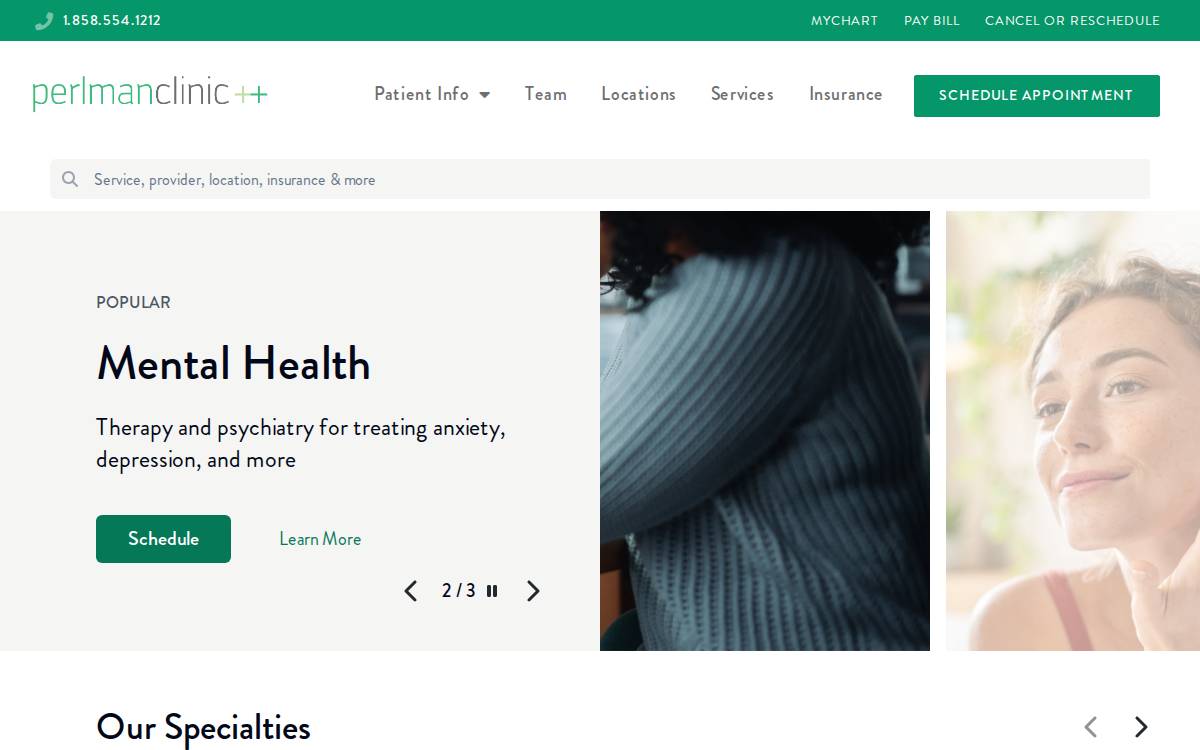 Perlman Clinic website preview