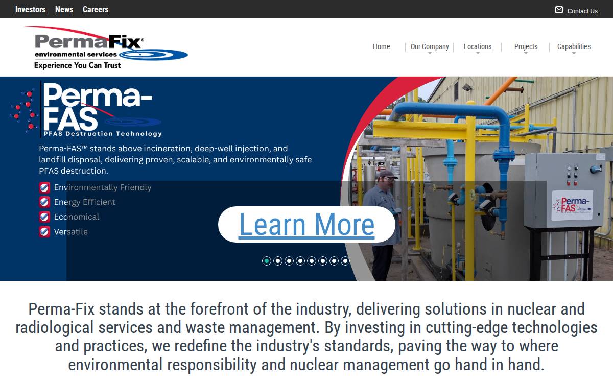 Perma FIX Environmental Services website preview