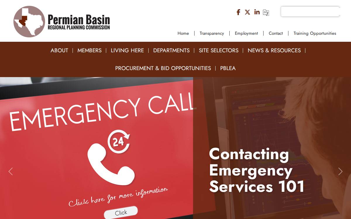 Permian Basin Regional Planning Commission website preview