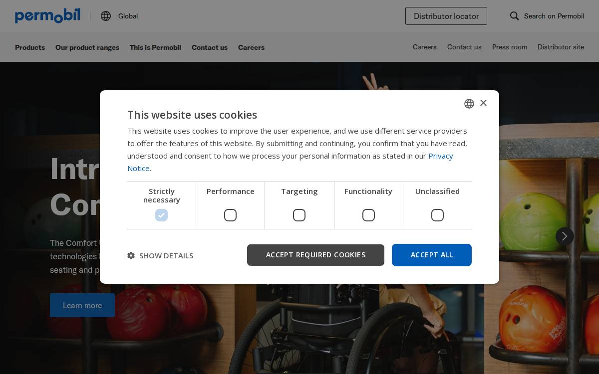 Permobil website preview