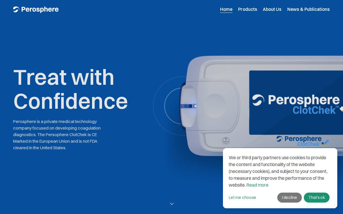 Perosphere Technologies Inc. website preview