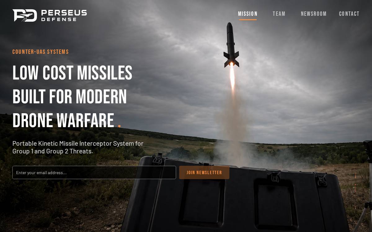 Perseus Defense website preview