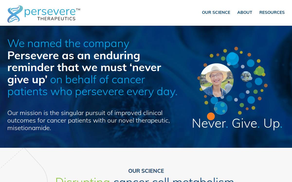 Persevere Therapeutics website preview