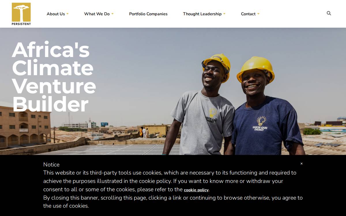 Persistent Energy website preview