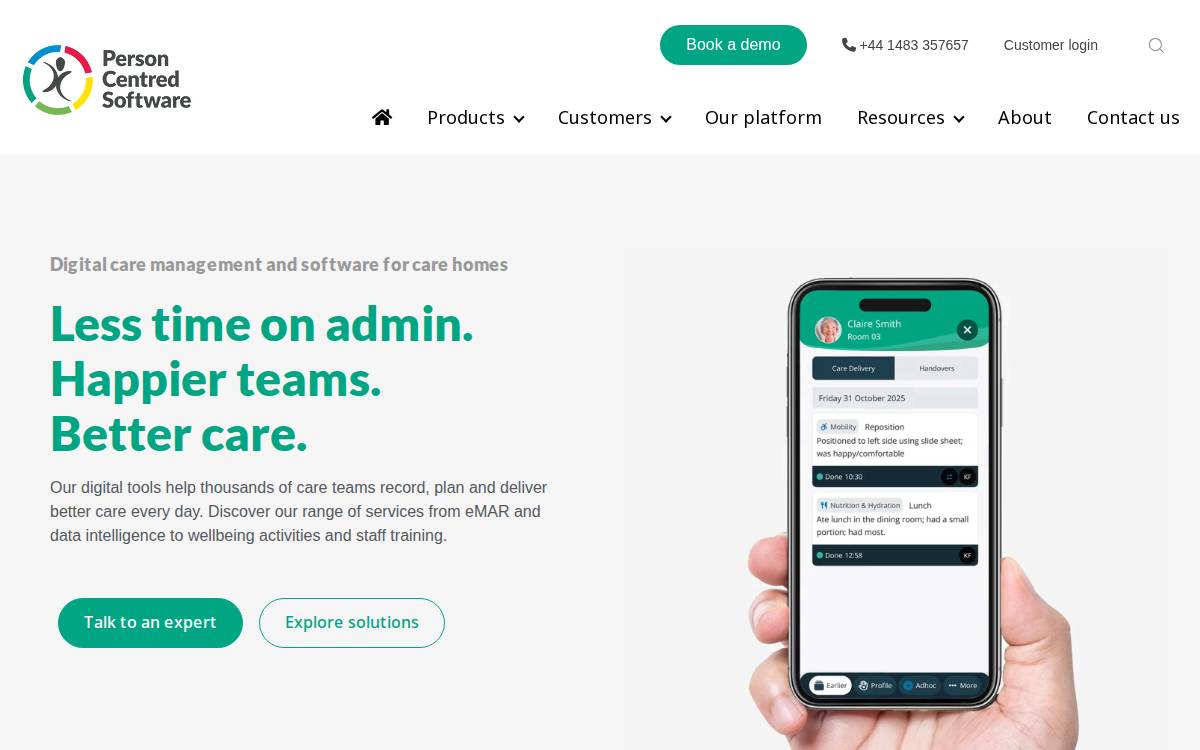 Person Centred Software website preview