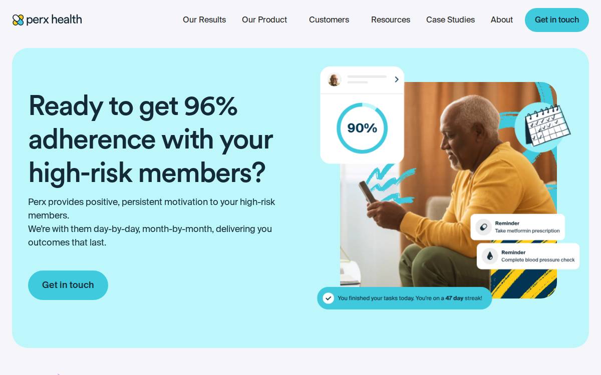 Perx Health website preview