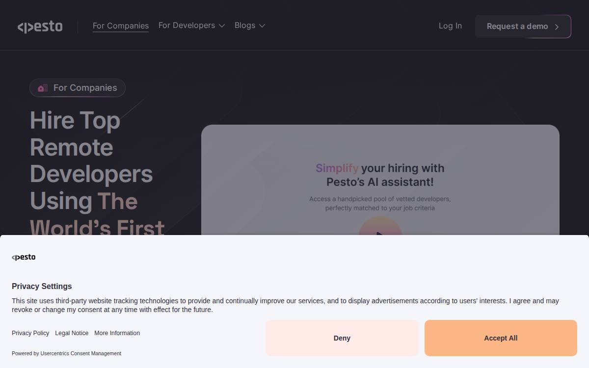 Pesto Tech website preview