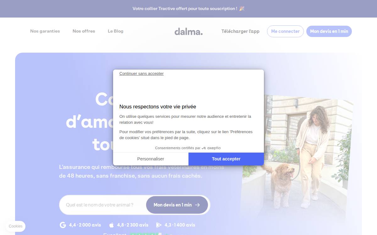 Pet insurance website preview