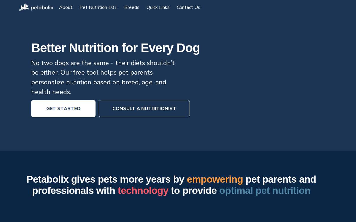 Petabolix website preview