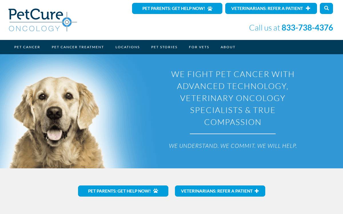 Petcure Oncology website preview