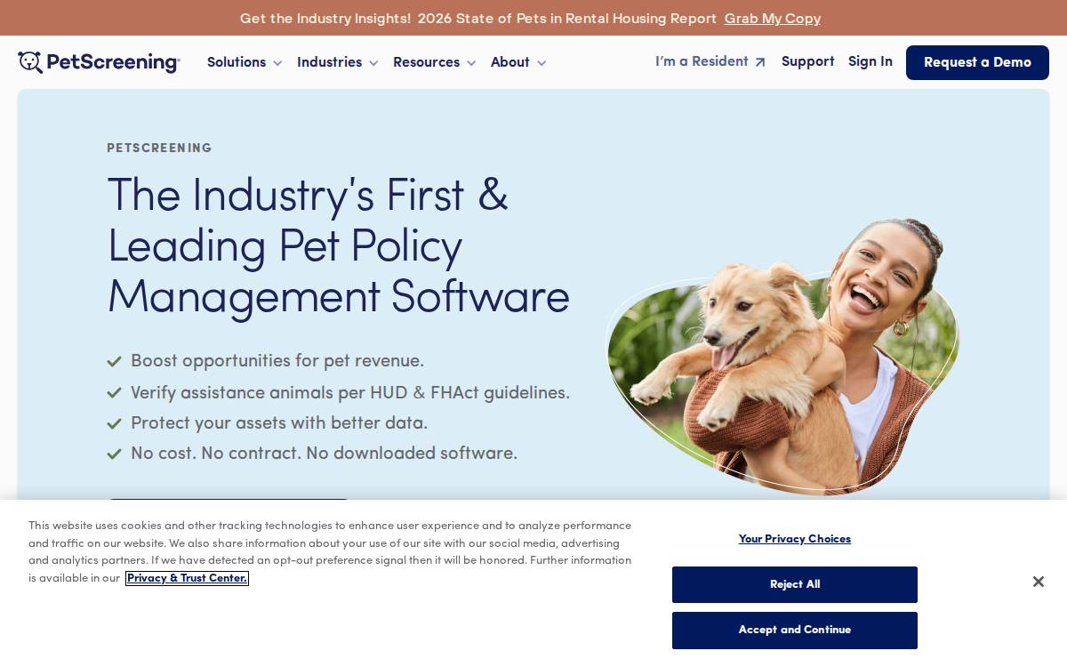 Petscreening website preview