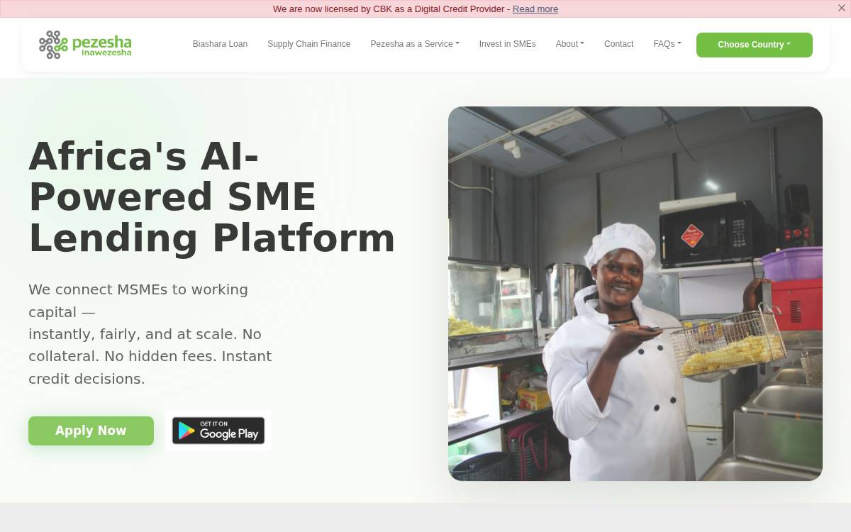 Pezesha website preview