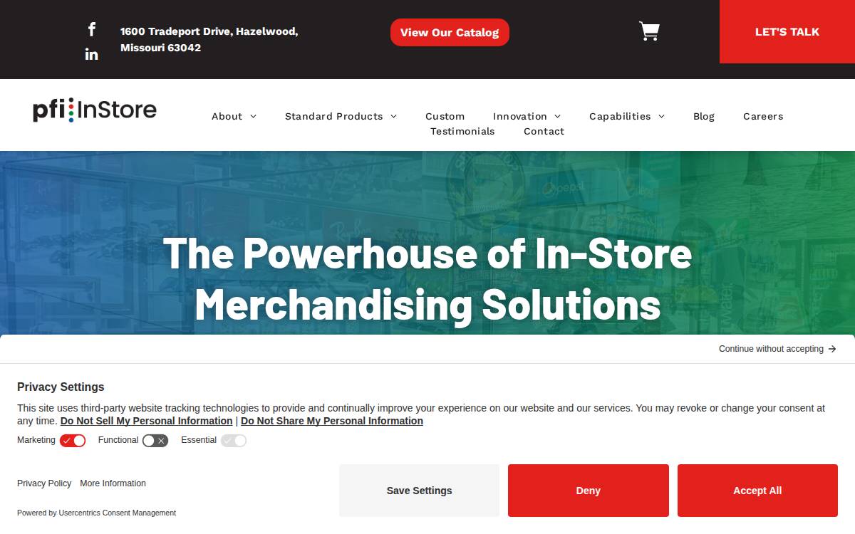 Pfiinstore website preview
