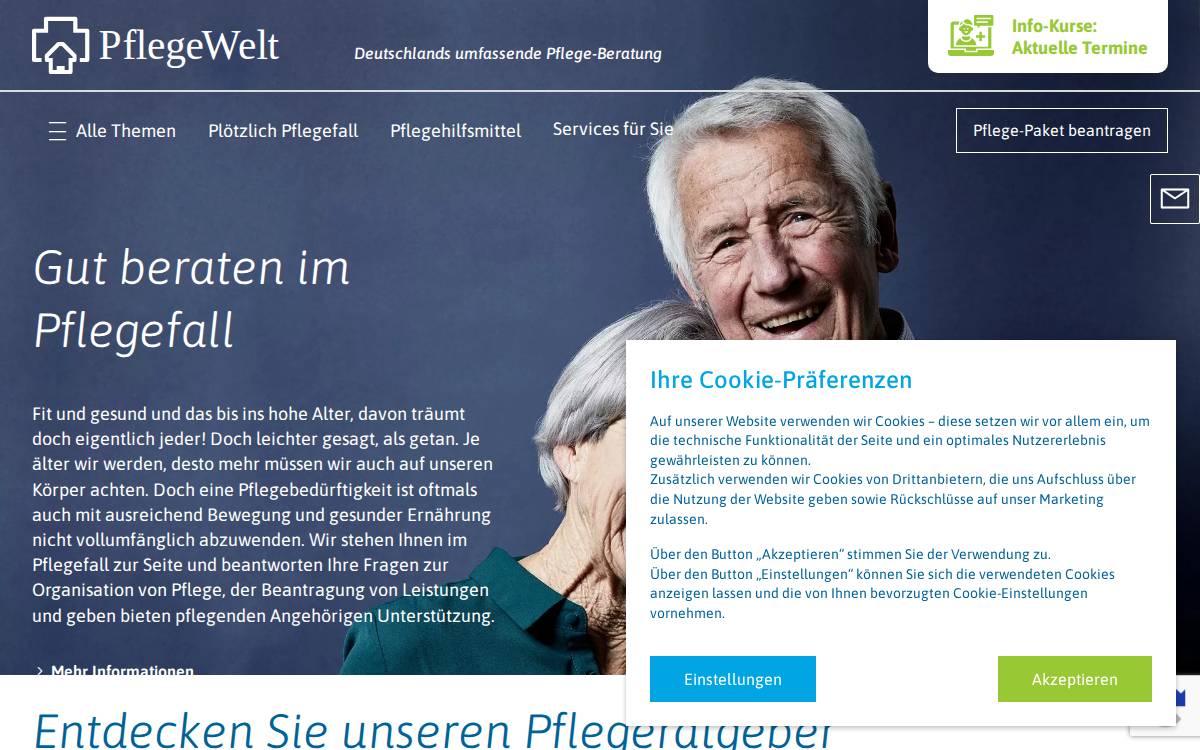 PflegeWelt website preview
