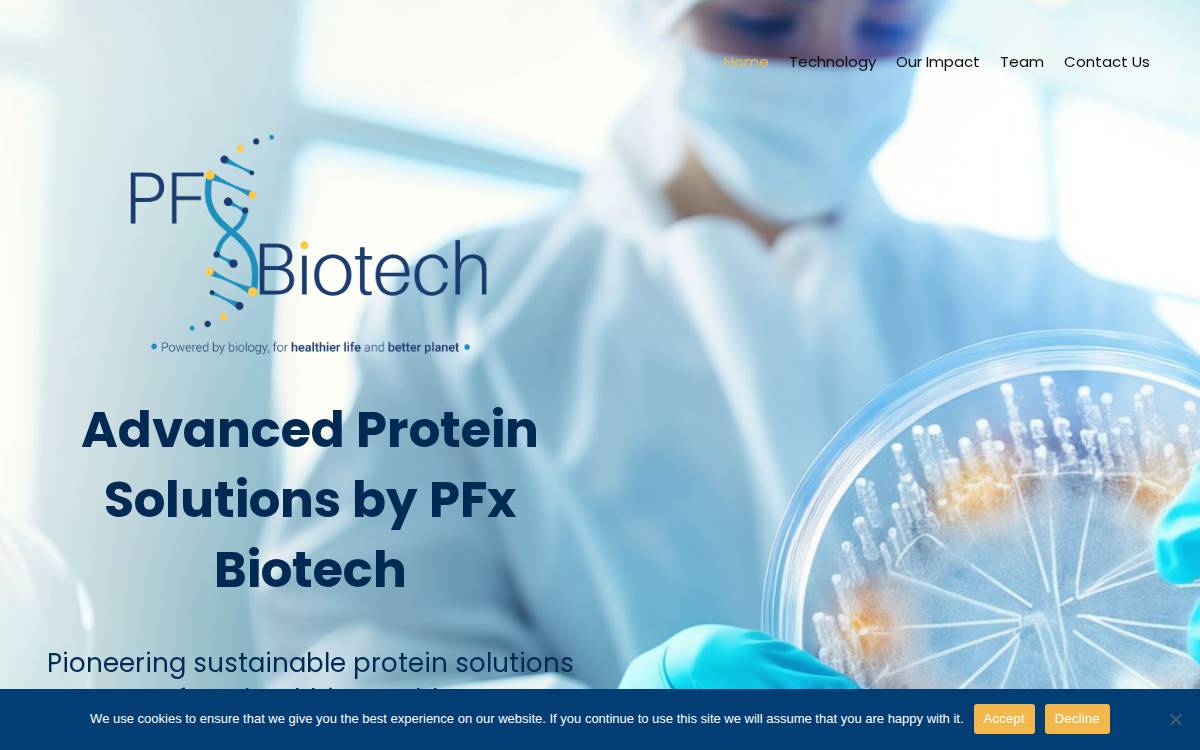 PFx Biotech website preview