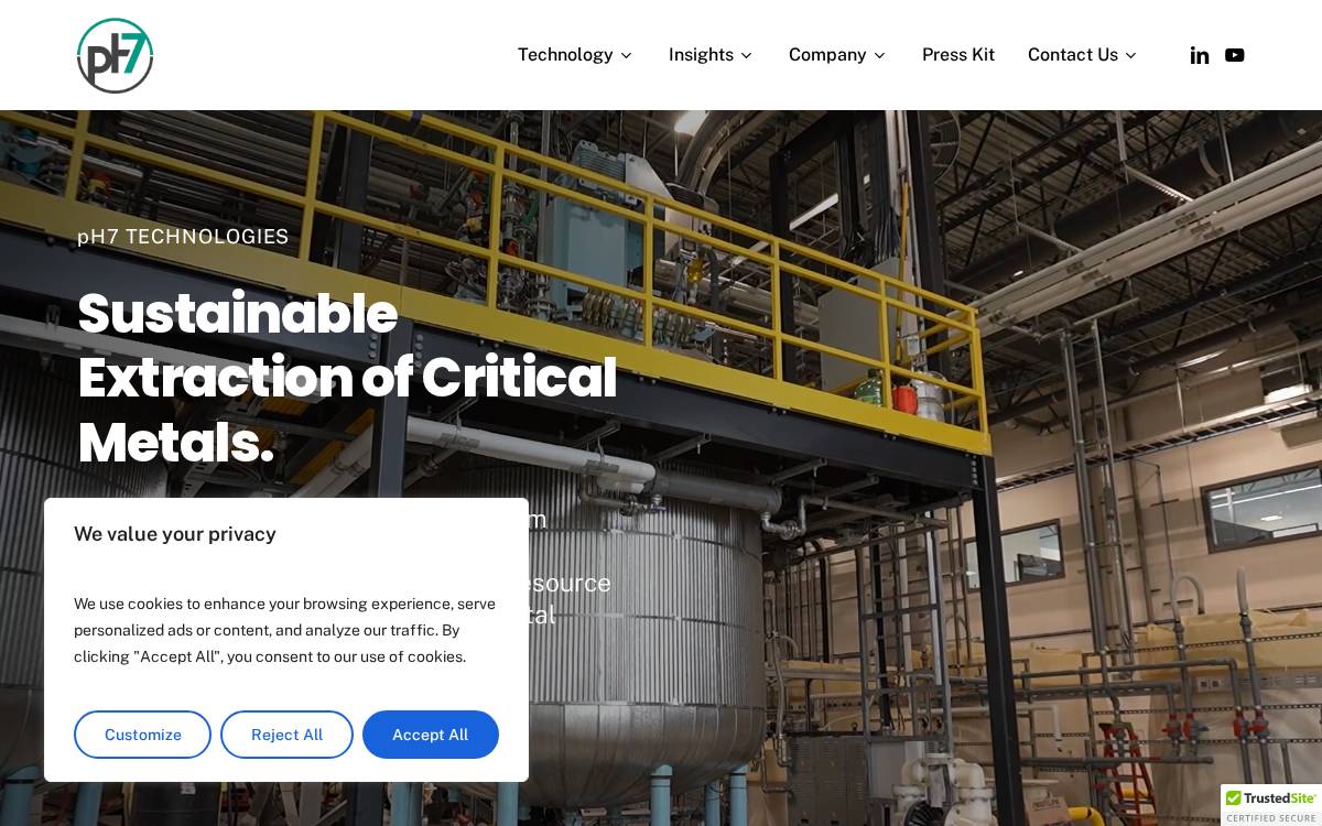 pH7 Technologies website preview