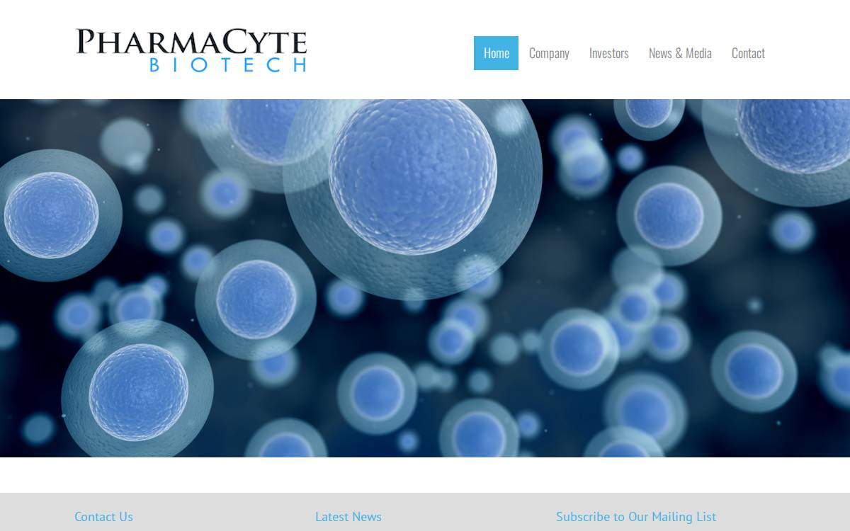 PharmaCyte Biotech website preview