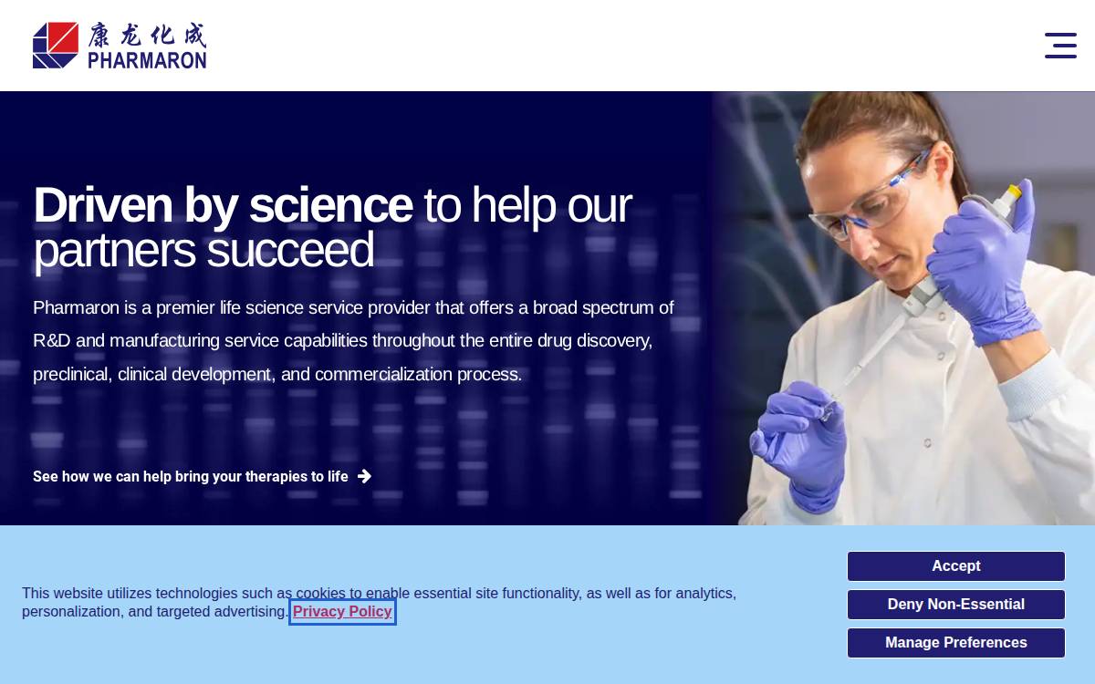 Pharmaron website preview
