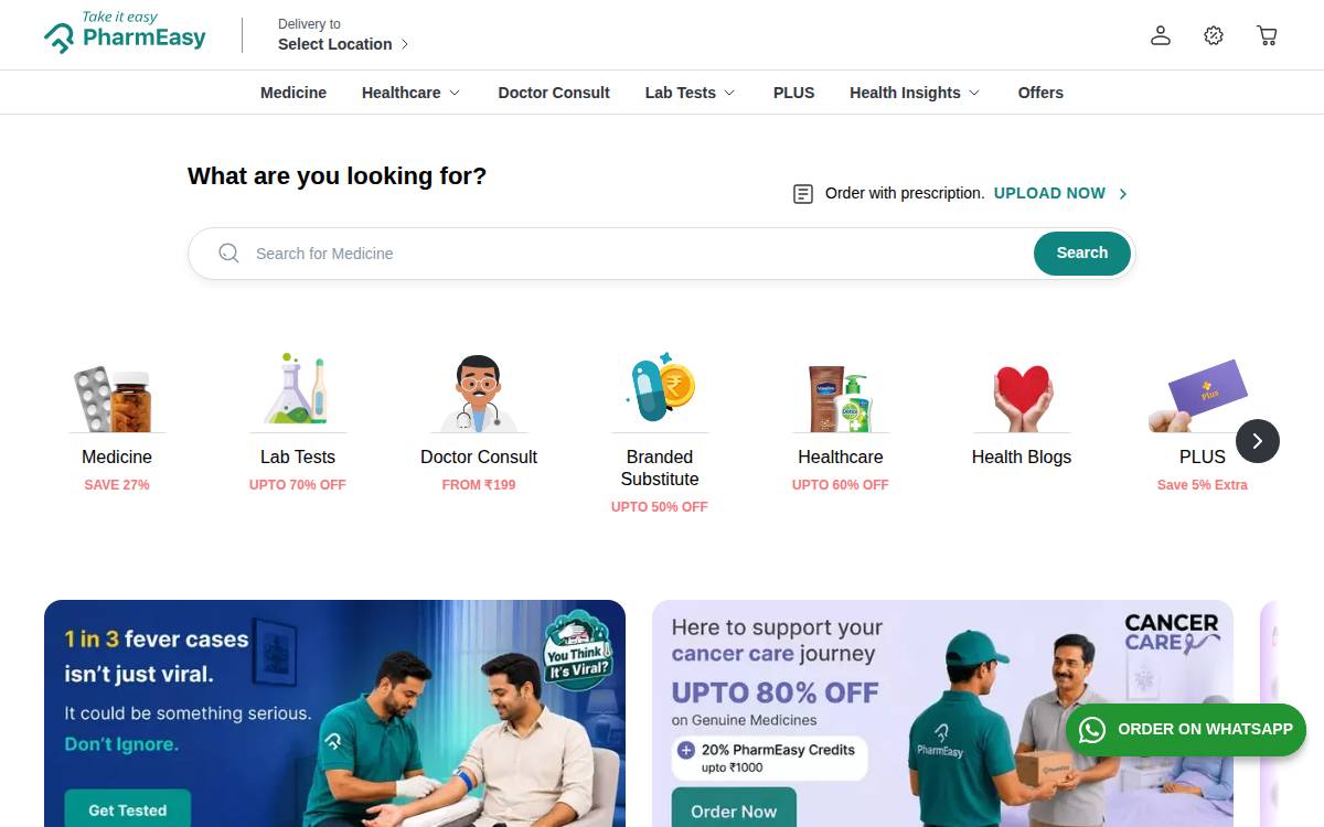 PharmEasy website preview