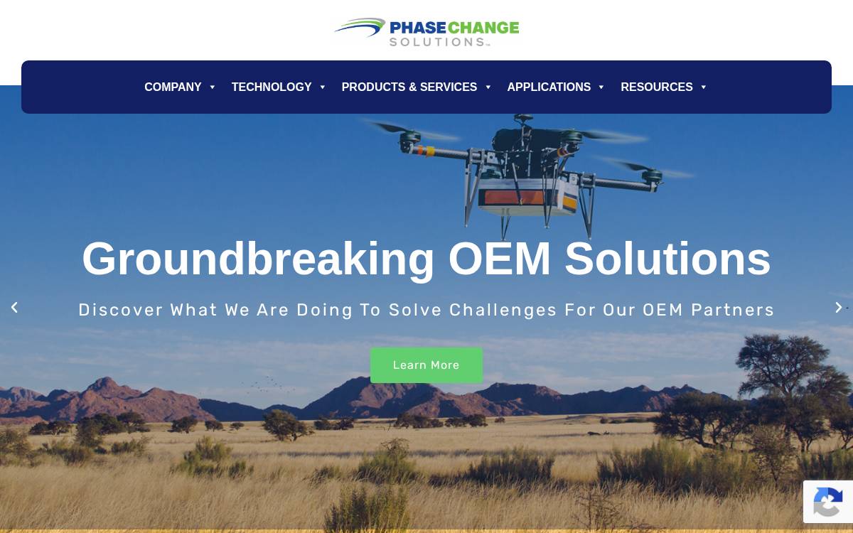 Phase Change Solutions website preview