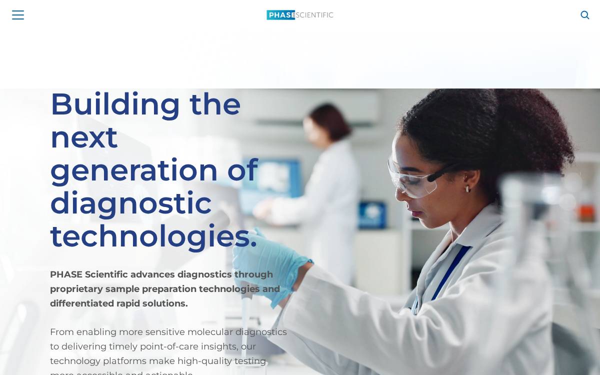 Phase Scientific website preview