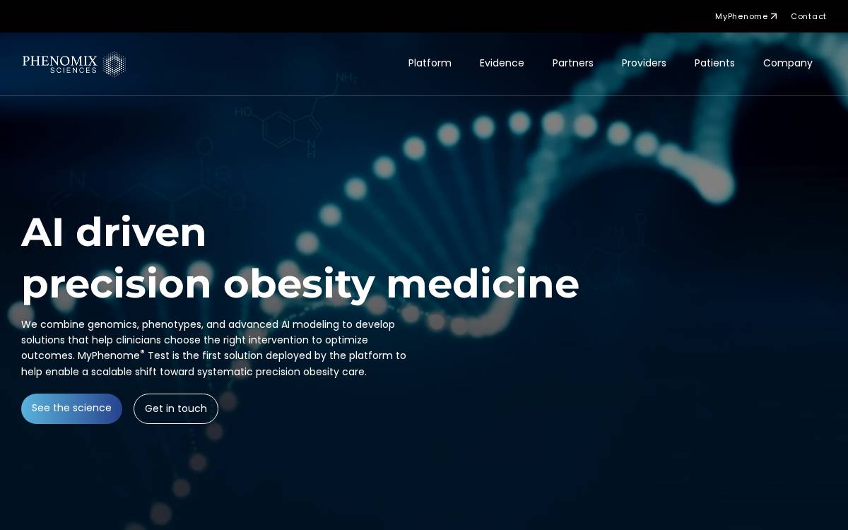 Phenomix Sciences website preview