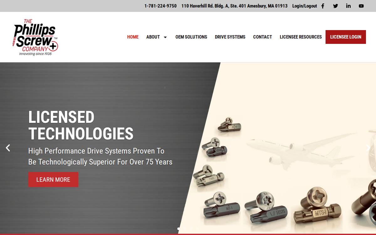 Phillips Screw website preview
