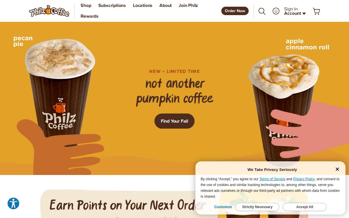 Philz Coffee website preview