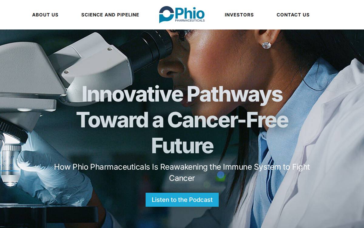 Phio Pharmaceuticals website preview