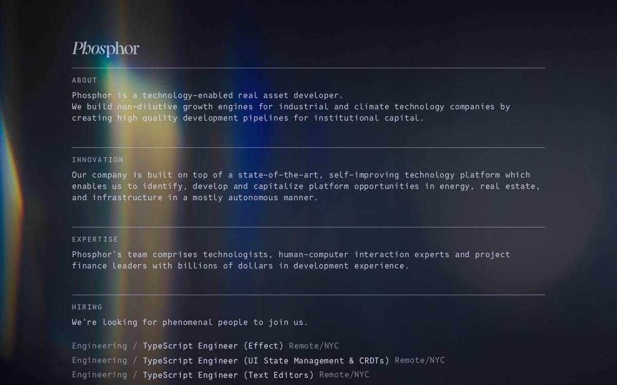 PHOSPHOR website preview