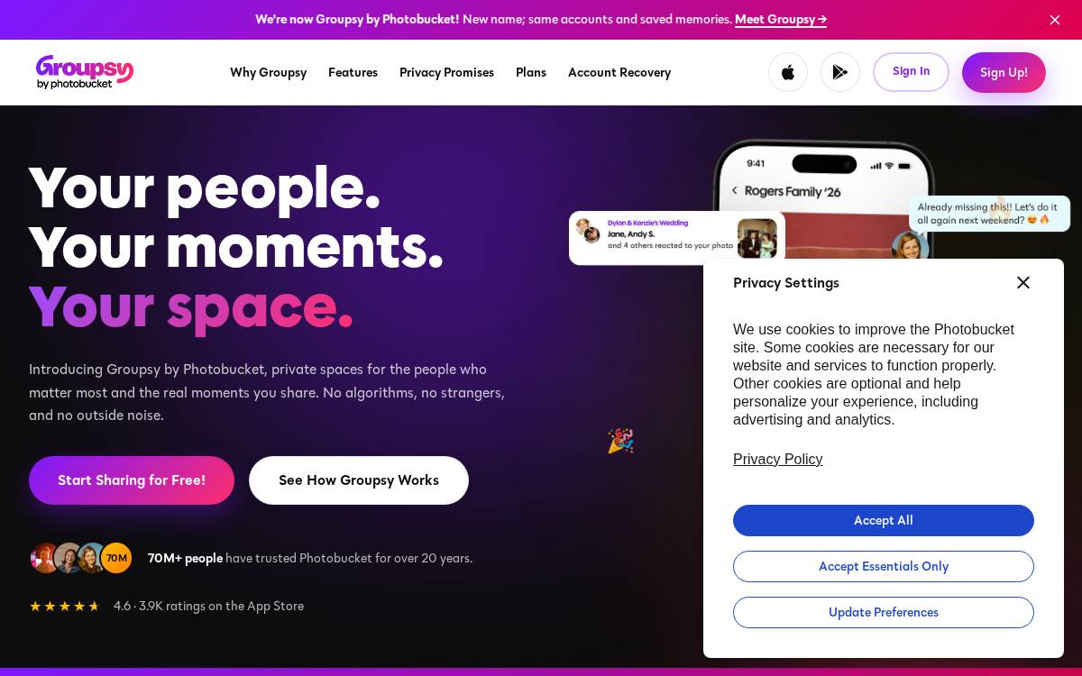 Photobucket Corporation website preview