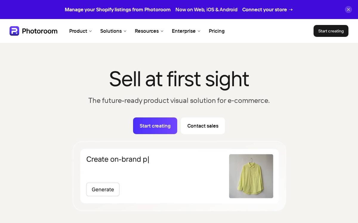 Photoroom website preview