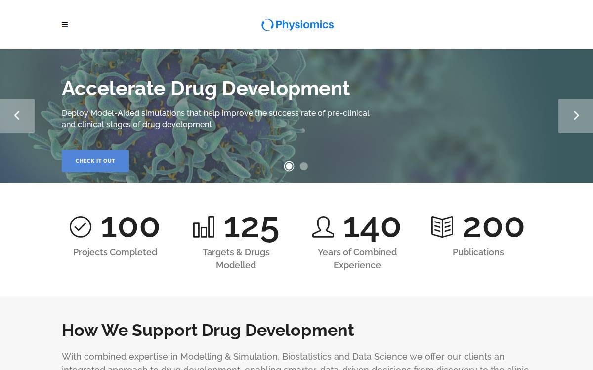 Physiomics website preview