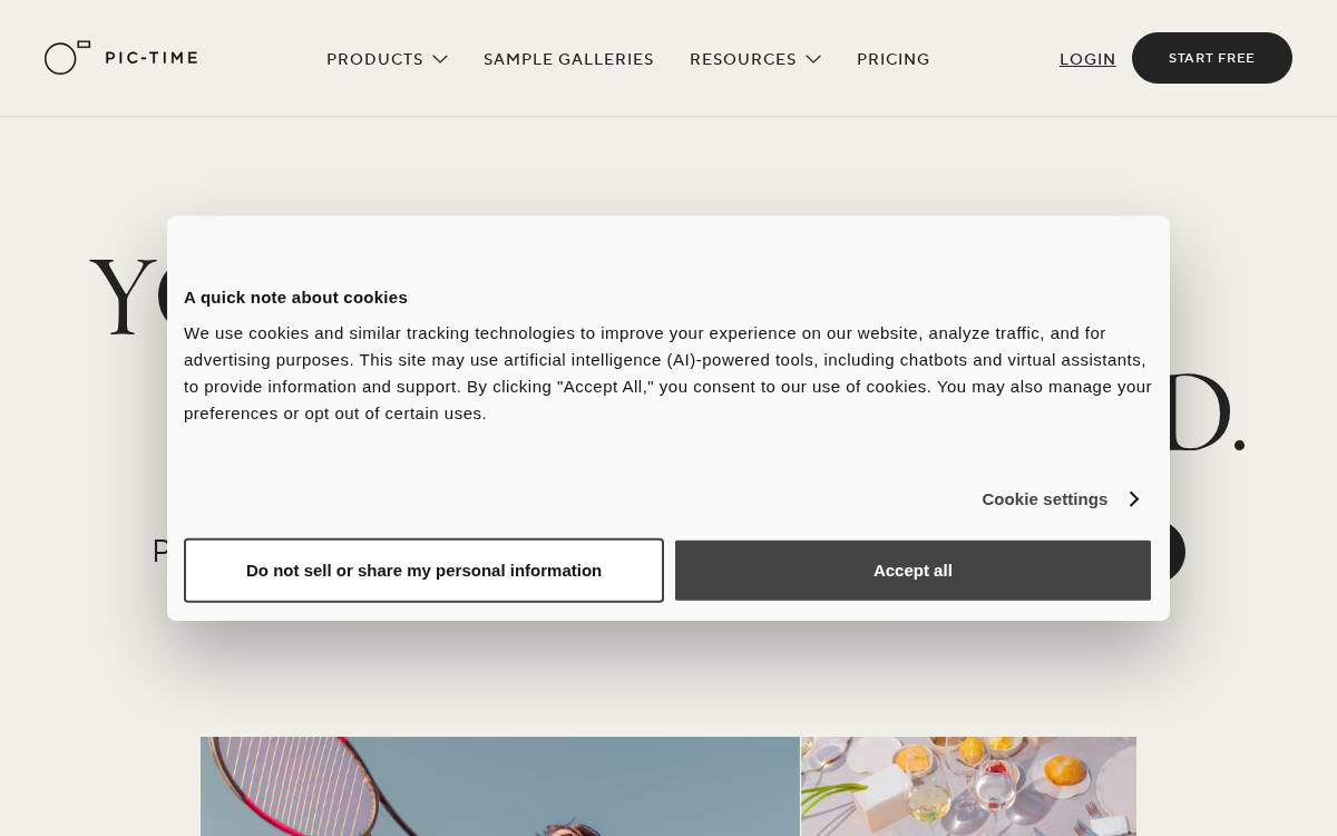 Pic Time website preview