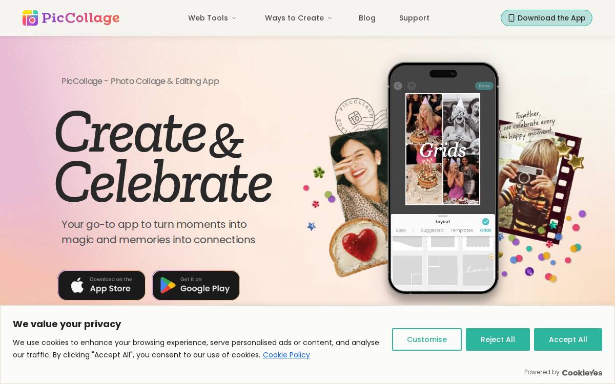 PicCollage website preview