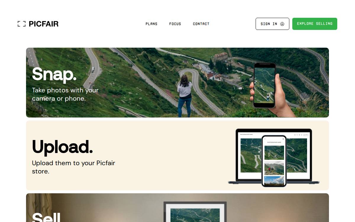 Picfair website preview