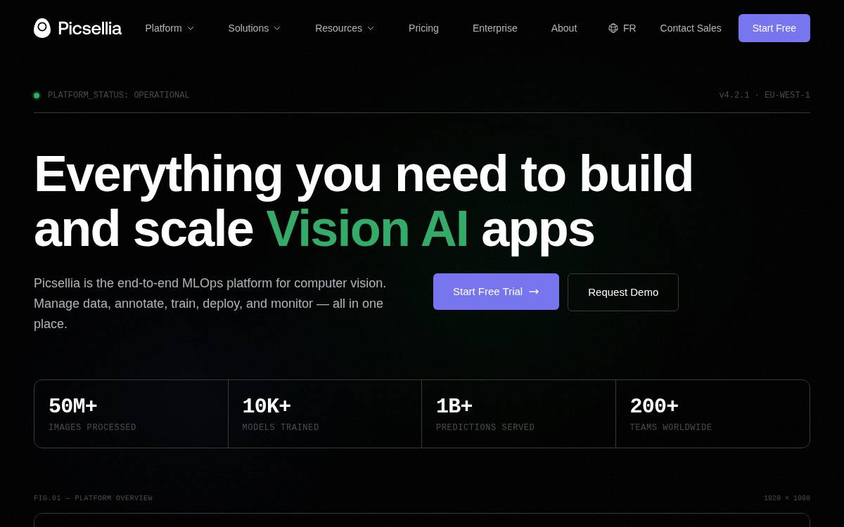 Picsellia website preview