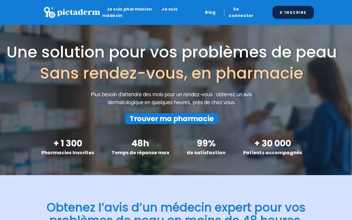 Pictaderm website preview