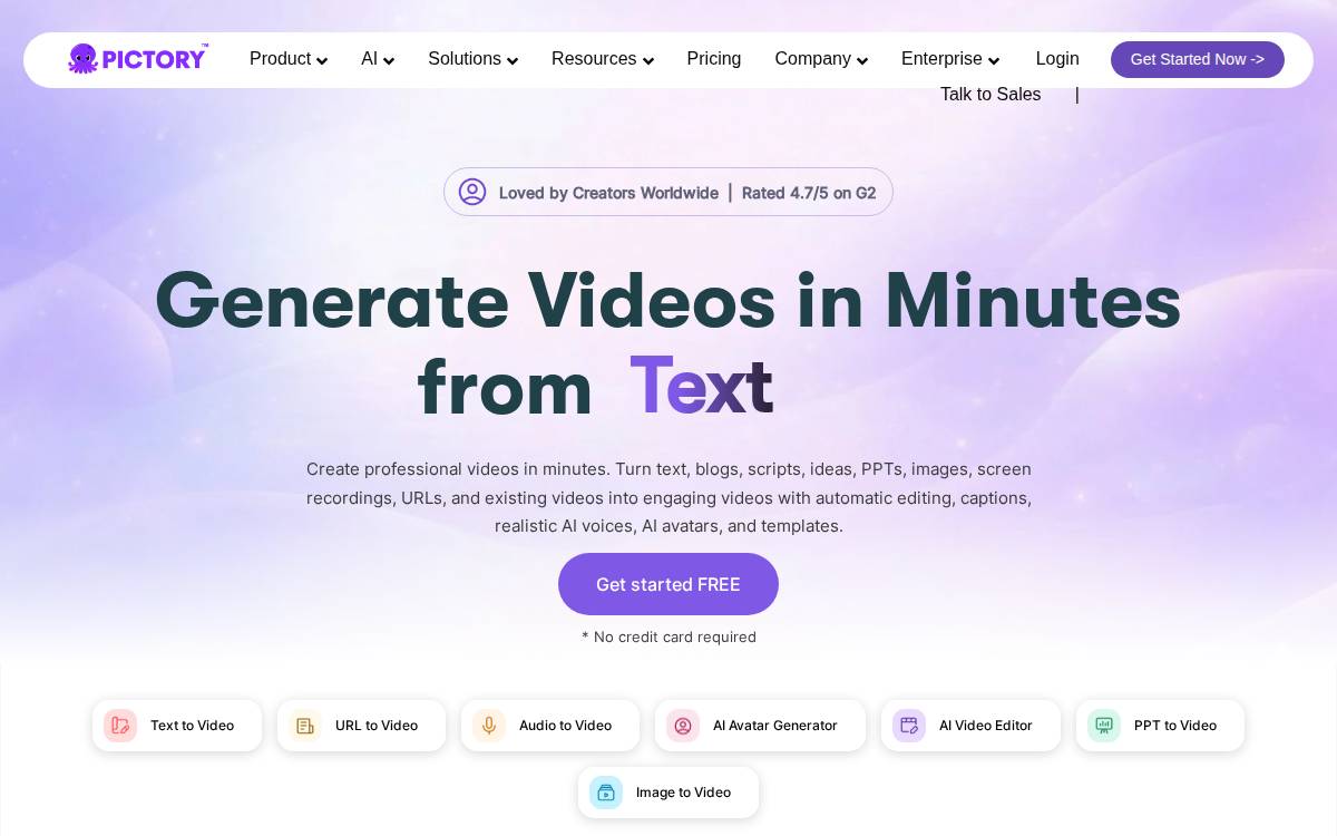 Pictory website preview